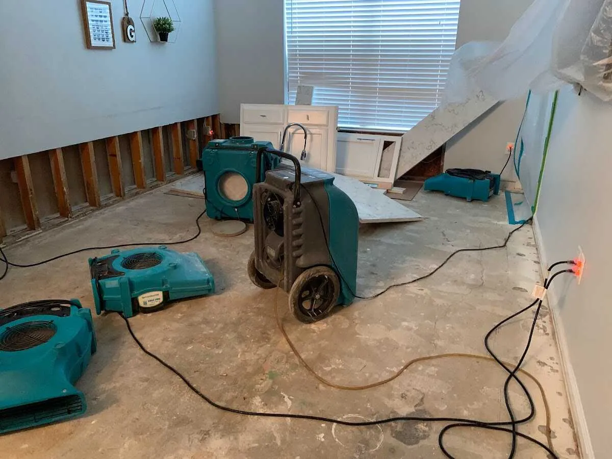Dehumidifier in flood-cut room for Water Extraction & Removal in Simpsonville